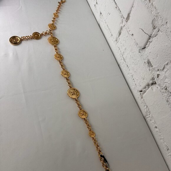 AW23 Moschino Couture Jeremy Scott Gold Dress Belt Multiple Logo Branded Button main image 7